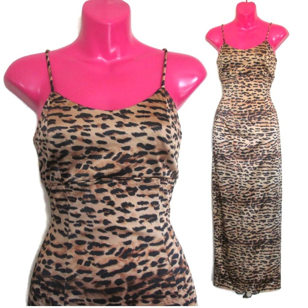 vintage gunne sax jessica mcclintock leopard prom dress size 5 6 xs small